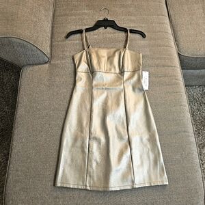 Kirious Los Angeles Silver Gray Metallic Casual Basic Mini Dress Size Small
